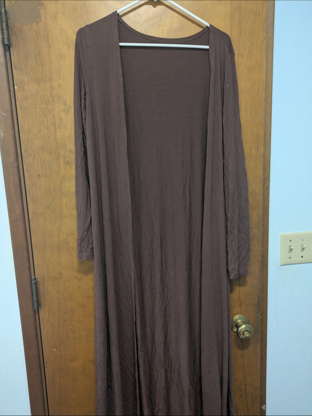 Brown Long Open-Front Duster Cardigan